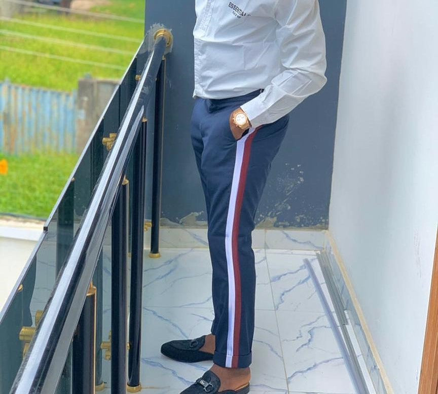 Classic Navy Blue Side Stripe Pants