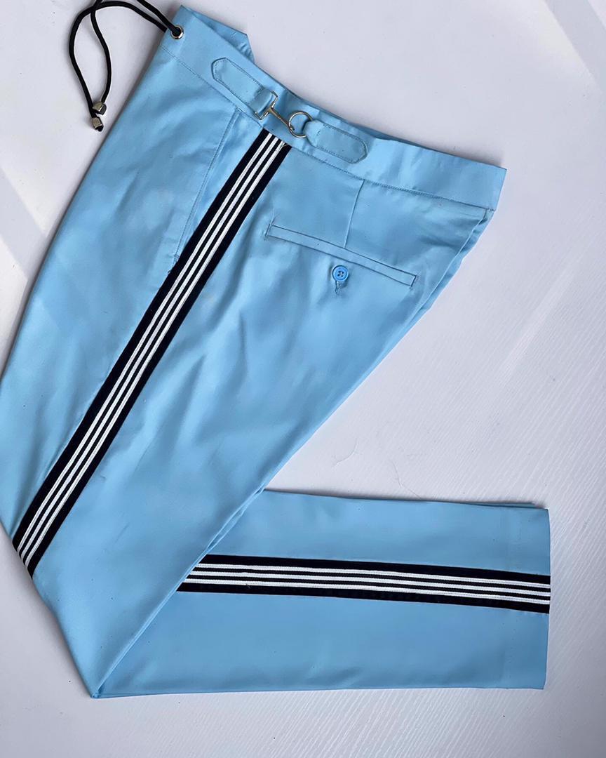 Sky Blue Retro Side Stripe Pants