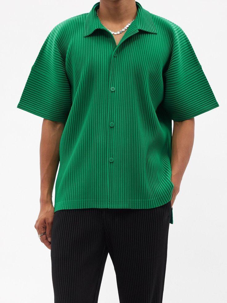 Emerald Green Pleated Shirt & Pants Set
