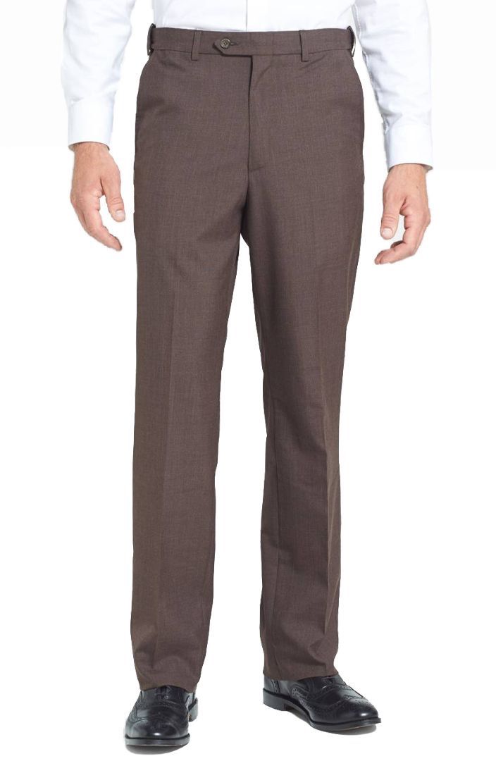 Slim-Fit Brown Dress Trousers