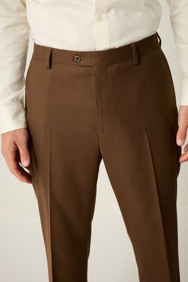 Slim-Fit Brown Dress Trousers