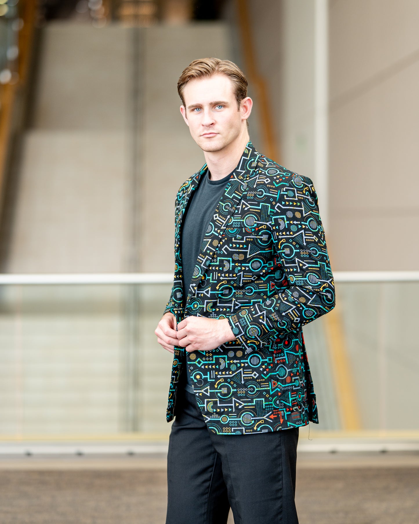 Green Patterned Ankara Blazer Jacket