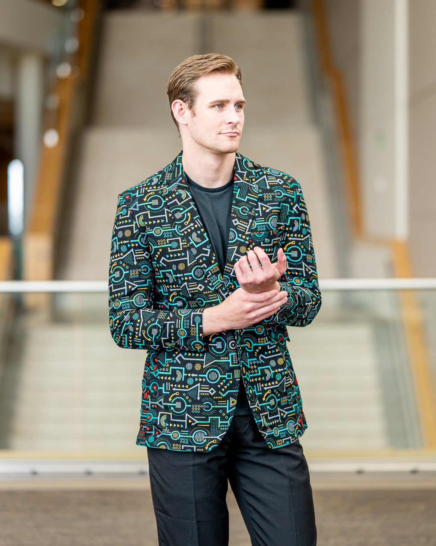 Green Patterned Ankara Blazer Jacket