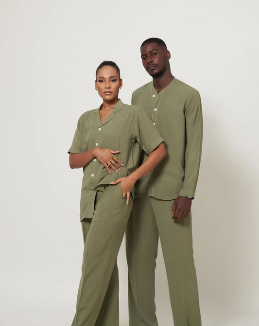 Casual Olive Green Matching Set