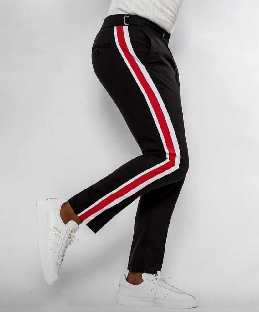 Black Athletic Stripe Slim-Fit Pants