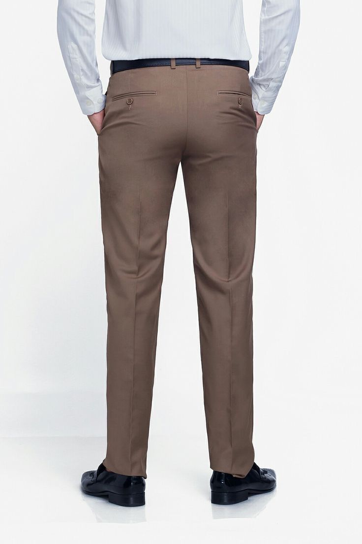 Slim-Fit Brown Dress Trousers