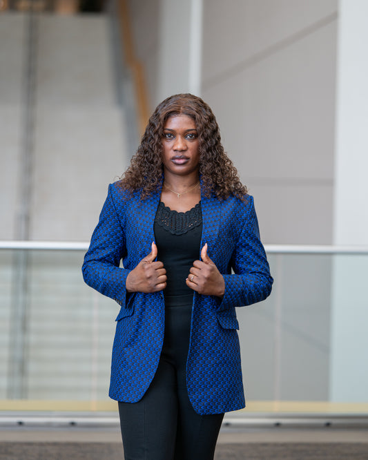 Blue Pattern Ankara Blazer Jacket