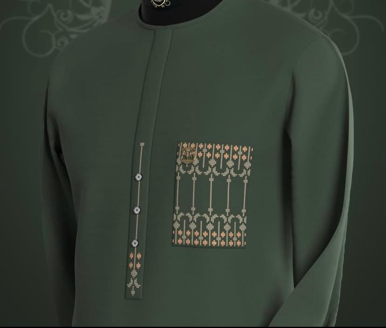 Olive Green Senator with Ornate Pocket Embroidery