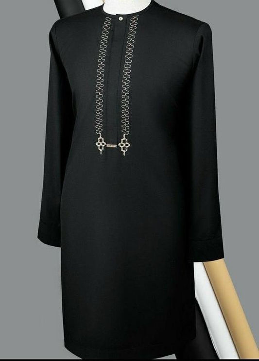 Elegant Black Embroidered Senator