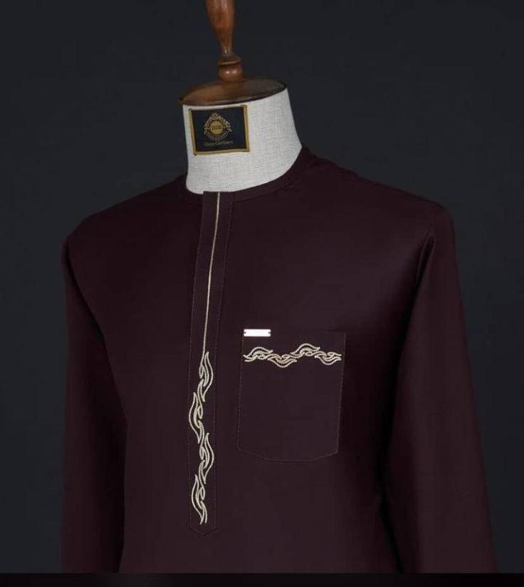 Deep Maroon Senator with Wave Pattern Embroidery